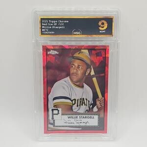 2021 Topps Chrome Platinum Willie Stargell Red Ice /100 #672 Pirates Graded 9
